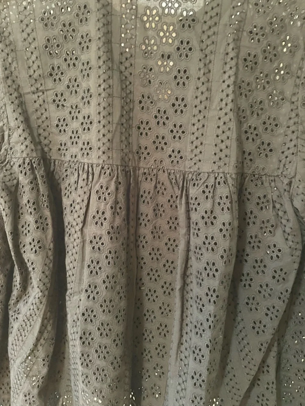 Madewell XS Eyelet Lace Peasant Blouse Tie Neck Boho Top 🖤